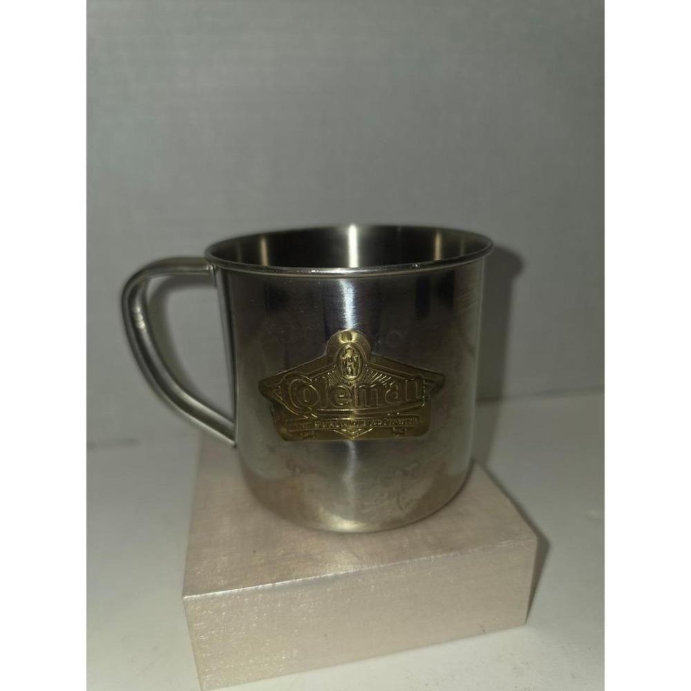 vintage Coleman stainless steel camp‎ mug brass "The Sunshine of the Night